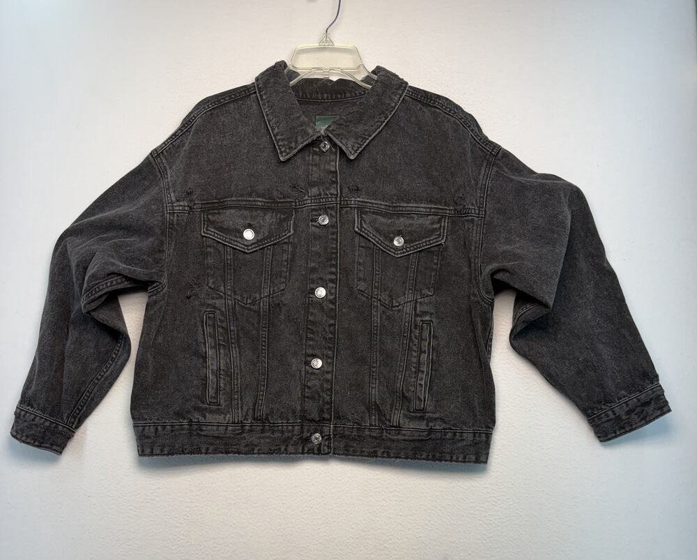 Wild Fable Jean Jacket Size 2X Black Distressed Goth Grunge Boyfriend Streetwear